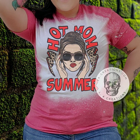 Hot Mom Summer Bleached Tee Small-3x - Picture 1 of 1